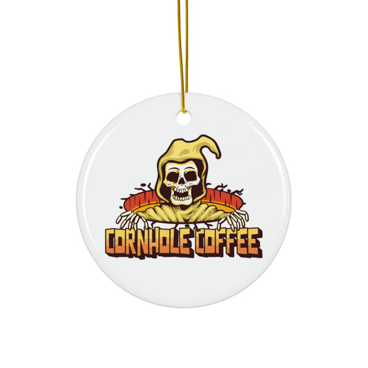 Cornhole Coffee Skull Ornaments