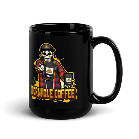 Grim Reaper Grunge Black Glossy Mug