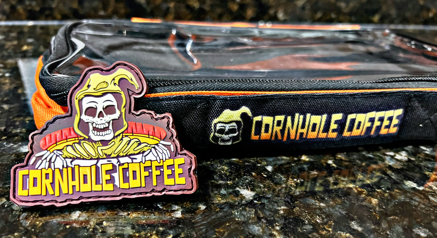 CORNHOLE COFFEE POUCH CARRYING CASE W/ PVC PATCH