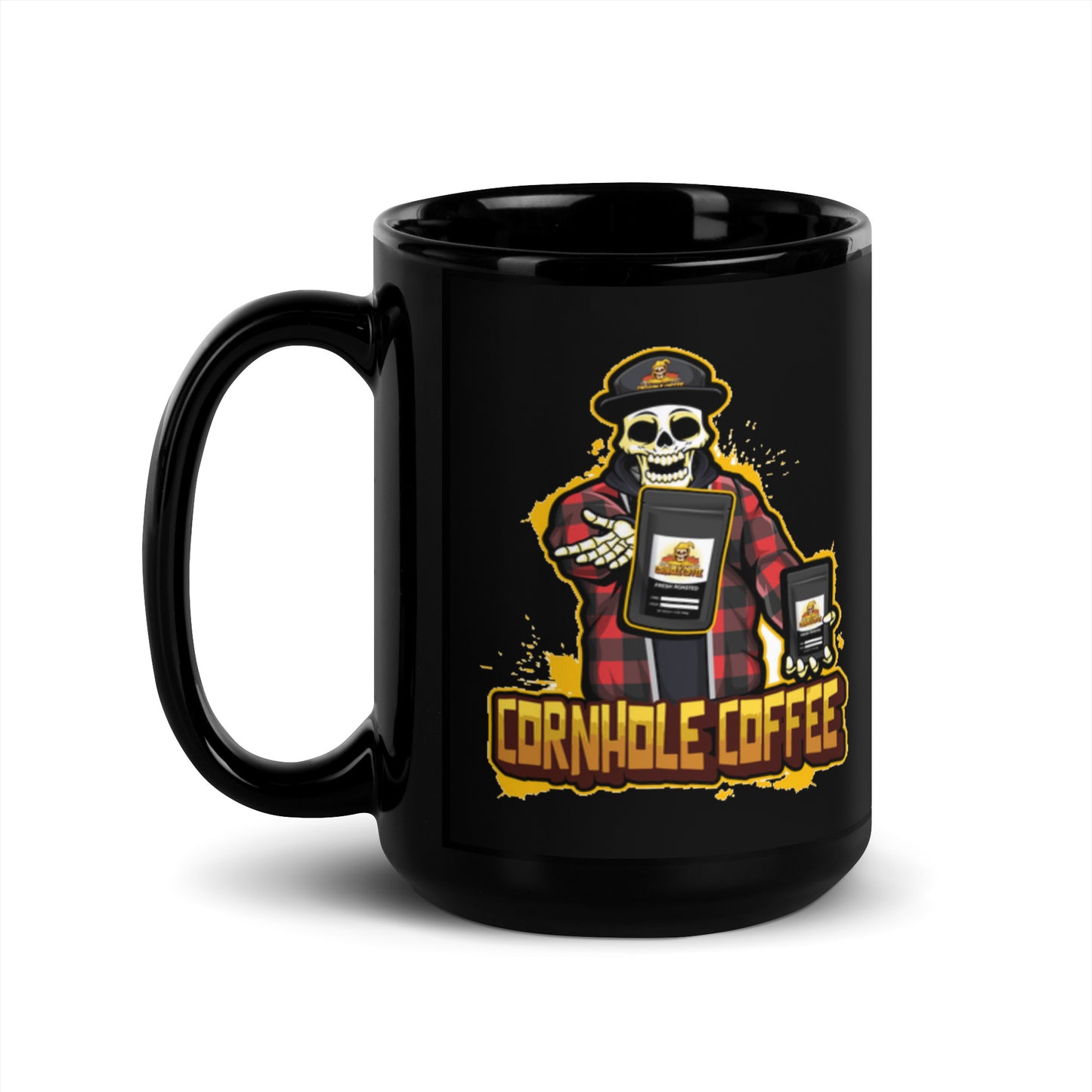 Grim Reaper Grunge Black Glossy Mug